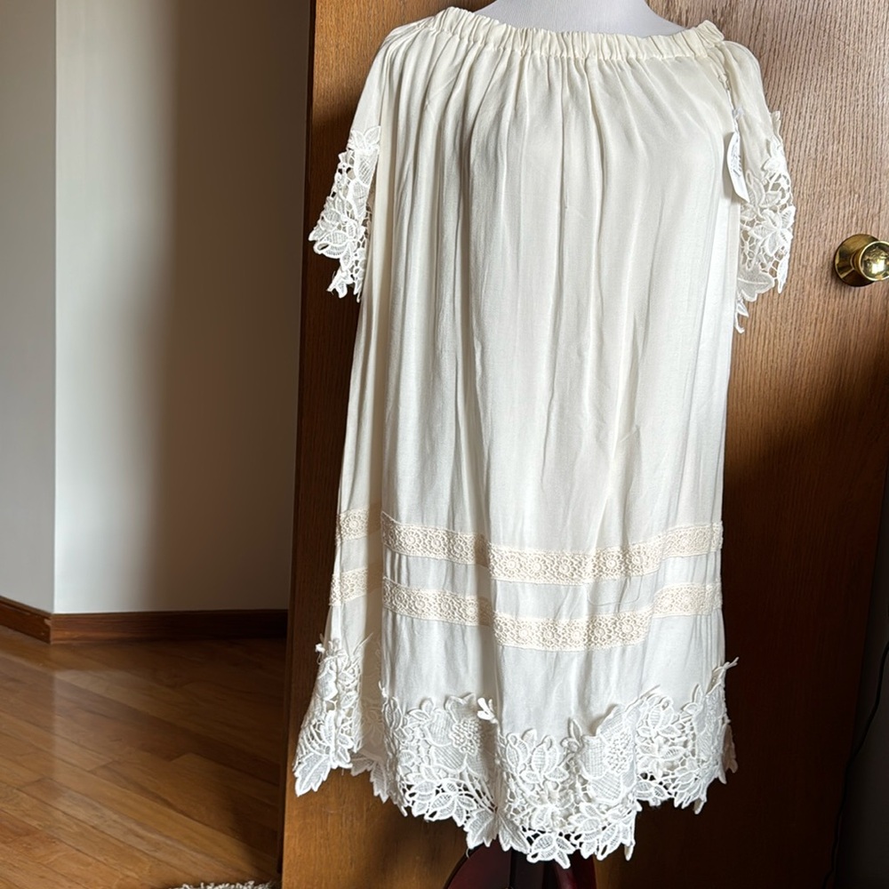 Skylar & Jade Womens Cream Off the Shoulder Dress Size L
